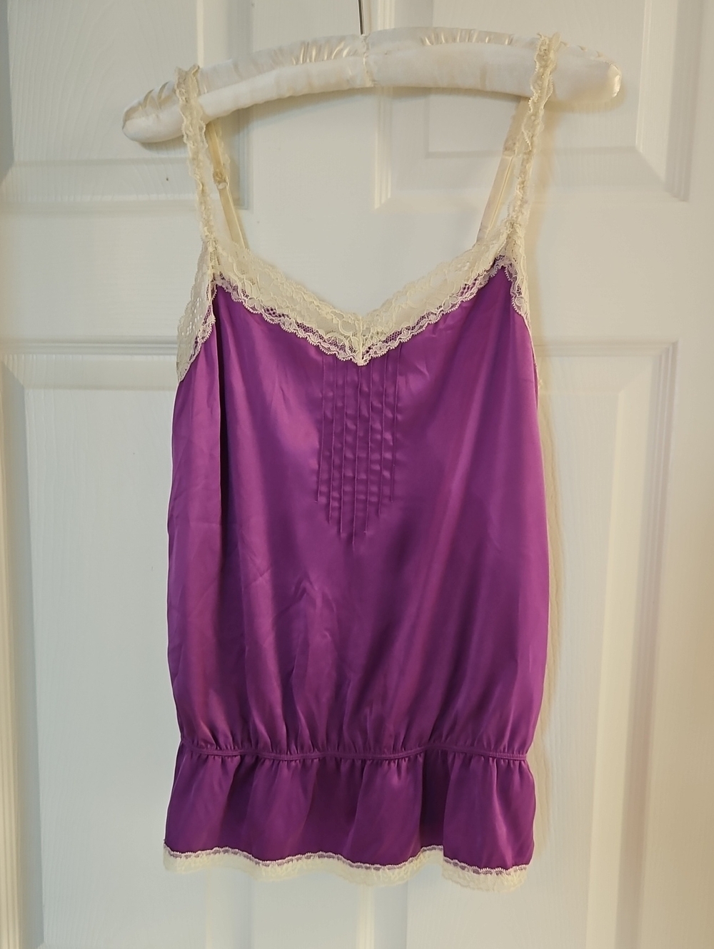 aerie Purple Satin Lace-Trim Camisole
